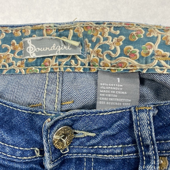 Women’s Soundgirl Jeans patched distressed ripped skinny cool worn in juniors 1 - Picture 3 of 4